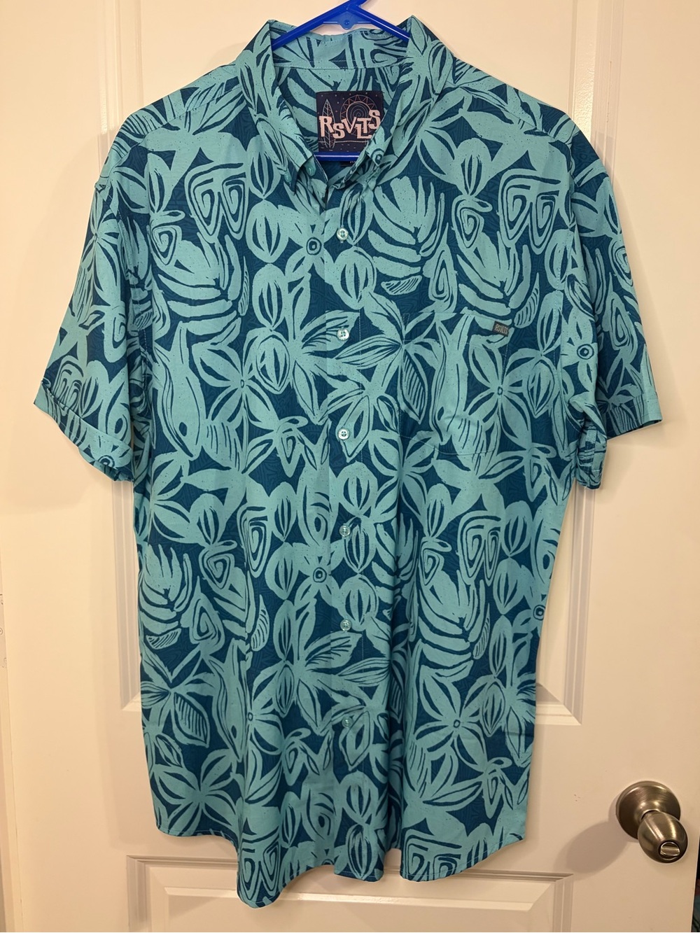 RSVLTS Sweet Blue Sea Short Sleeve Shirt Tropical Hawaiian Kunuflex Men's XL